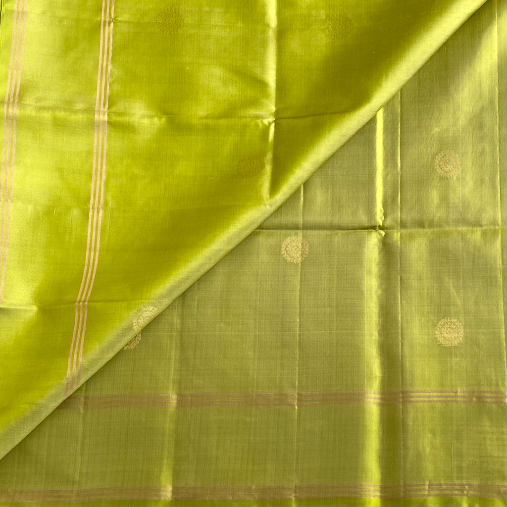 Light Dreamy Green Designer Pure Silk Saree With Taupe Brown Pallu
