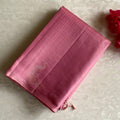Dusty Rose Designer Pure Silk Saree With Light Gold Pallu