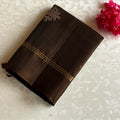 Metallic Coffee Brown Designer Pure Silk Saree With Antique Gold Pallu