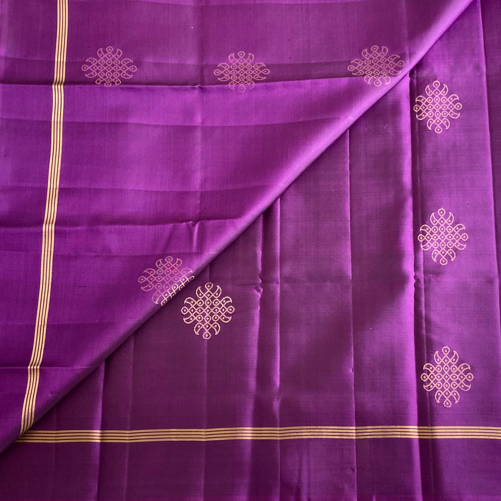 Magenta Purple Designer Pure Silk Saree With Antique Gold Pallu
