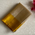 Soft Beige Designer Pure Silk Saree With Mustard Yellow Pallu