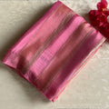 Magenta Silk Saree Gold Zari Vertical Stripes Floral Pallu Elegant