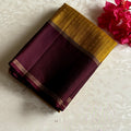 Mustard Yellow Designer Pure Silk Saree With Deep Wine Maroon Pallu