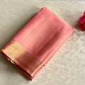 Dreamy pastel light rose Kanjeevaram pure silk with pure zari