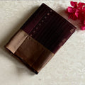 Deep Maroon Plum Designer Pure Silk Saree With Antique Gold Pallu