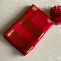 Tomato Pink Designer Pure Silk Saree With Antique Gold Brocade