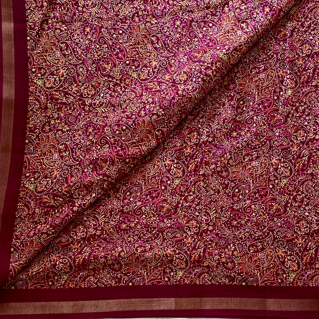 Wine beauty With Printed Soft Paisley Cotton Elegance