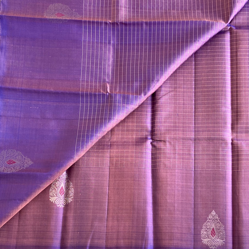Mauve Purple Designer Pure Silk Saree With Antique Silver Zari
