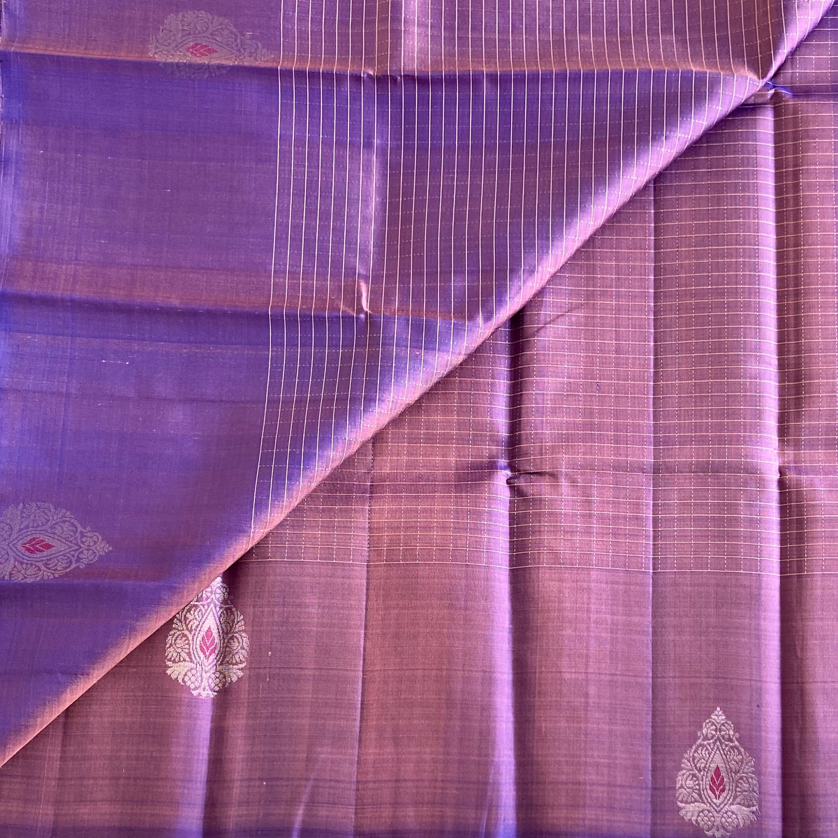 Mauve Purple Designer Pure Silk Saree With Antique Silver Zari