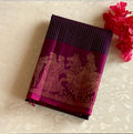 Magenta Silk Saree with Gold Jacquard Narrative Border and Checks