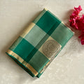 Shades of Green Checkered Designer Pure Silk