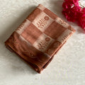 Rust Brown Softest Lightweight Tussar With Antique Beige Checks And Zari