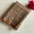 Champagne Beige Soft Tussar Silk Saree With Copper Brown Pallu