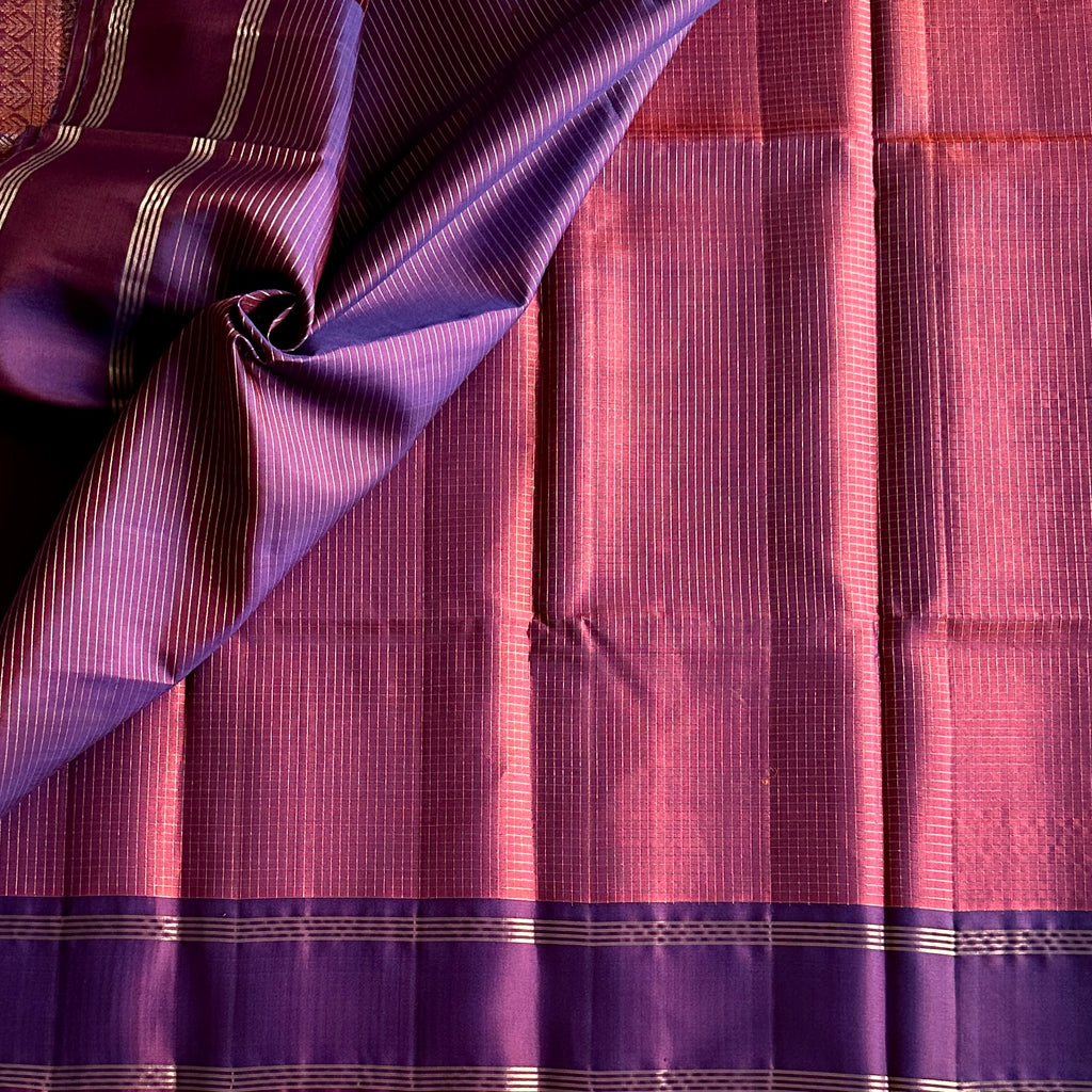 Magenta Silk Saree With Royal Purple Pallu And Gold Zari