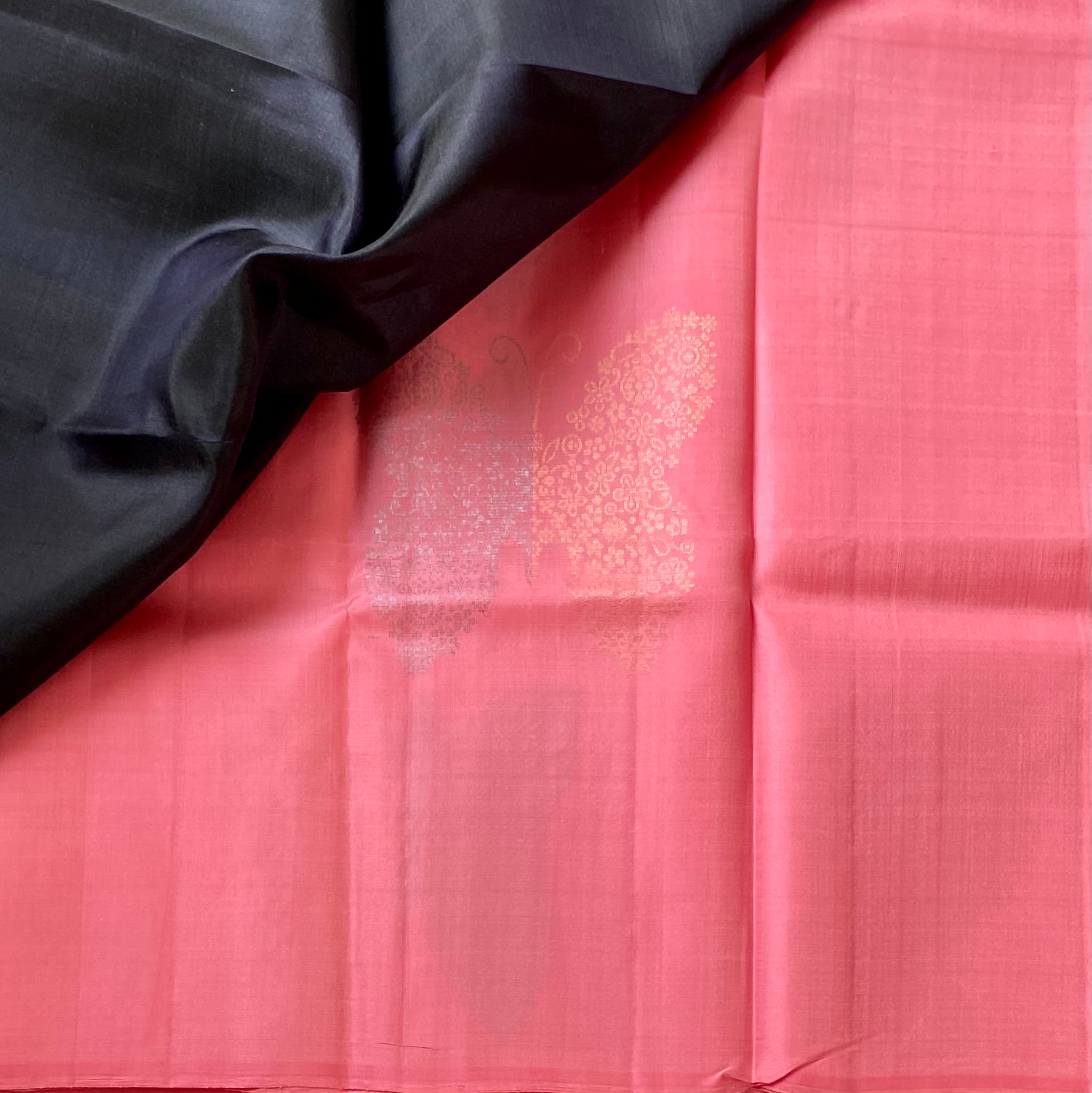 Rose Pink Silk Saree with Emerald Green Pallu and Zari