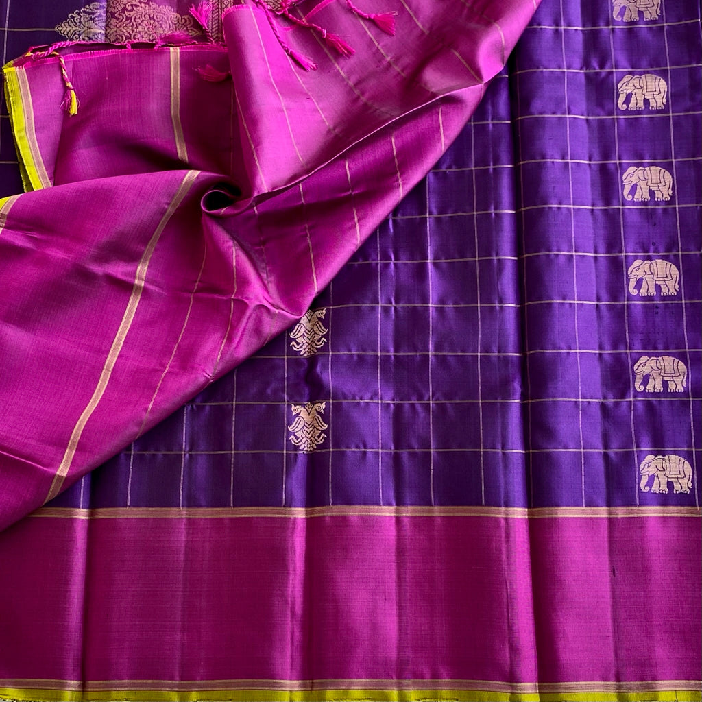 Majestic Purple With Rich Magenta Traditional Designer Pure Silk