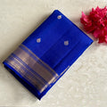 Royal Blue Designer Pure Silk Saree With Antique Gold Brocade Pallu