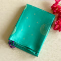 Teal Purple Traditional Saree Gold Geometric Pallu Elegant Wedding Wear