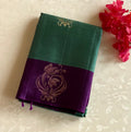 Purple Teal Silk Saree Gold Zari Pallu Paisley Border Traditional