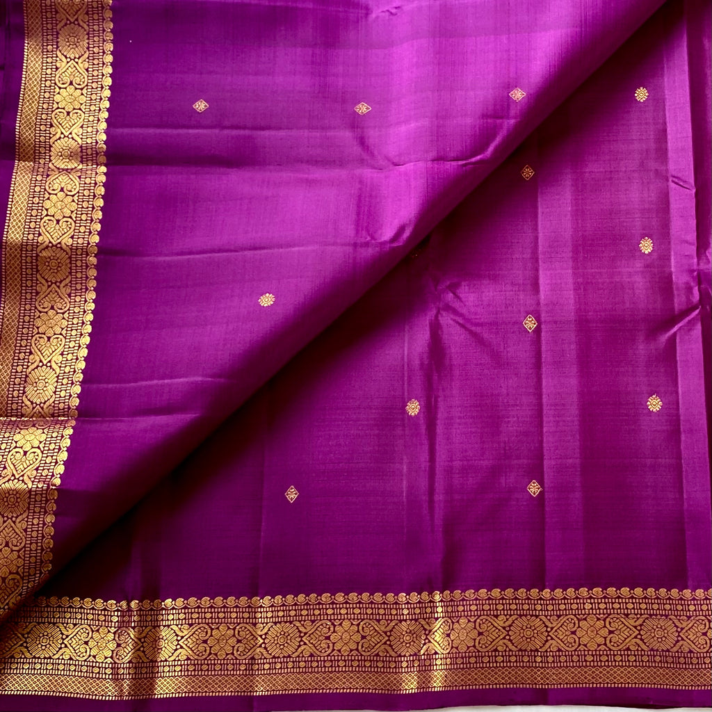 Vintage dual shaded Magenta purple Kanjeevaram pure silk with pure zari