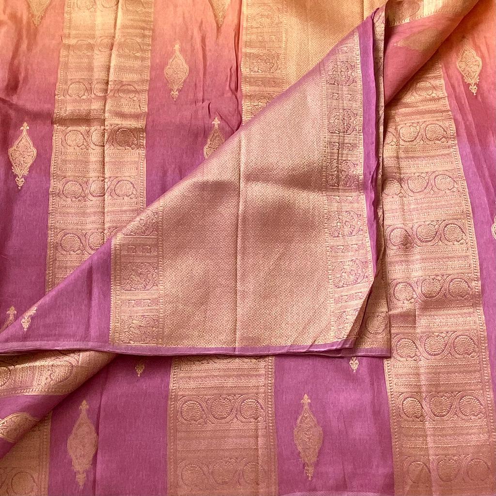 Ombre Mauve n sunset soft crepe silk half n half beauty