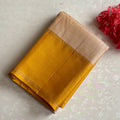 Champagne Beige &  Mustard Yellow Designer Pure Silk Saree