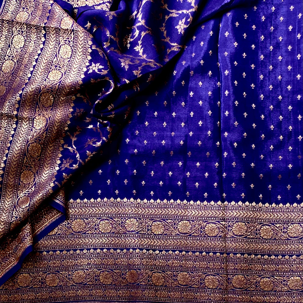 Royal Purple Silk Brocade Saree with Gold Zari Pallu Border