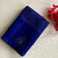 Cobalt Blue Designer Pure Silk Saree With Silver Zari Pallu