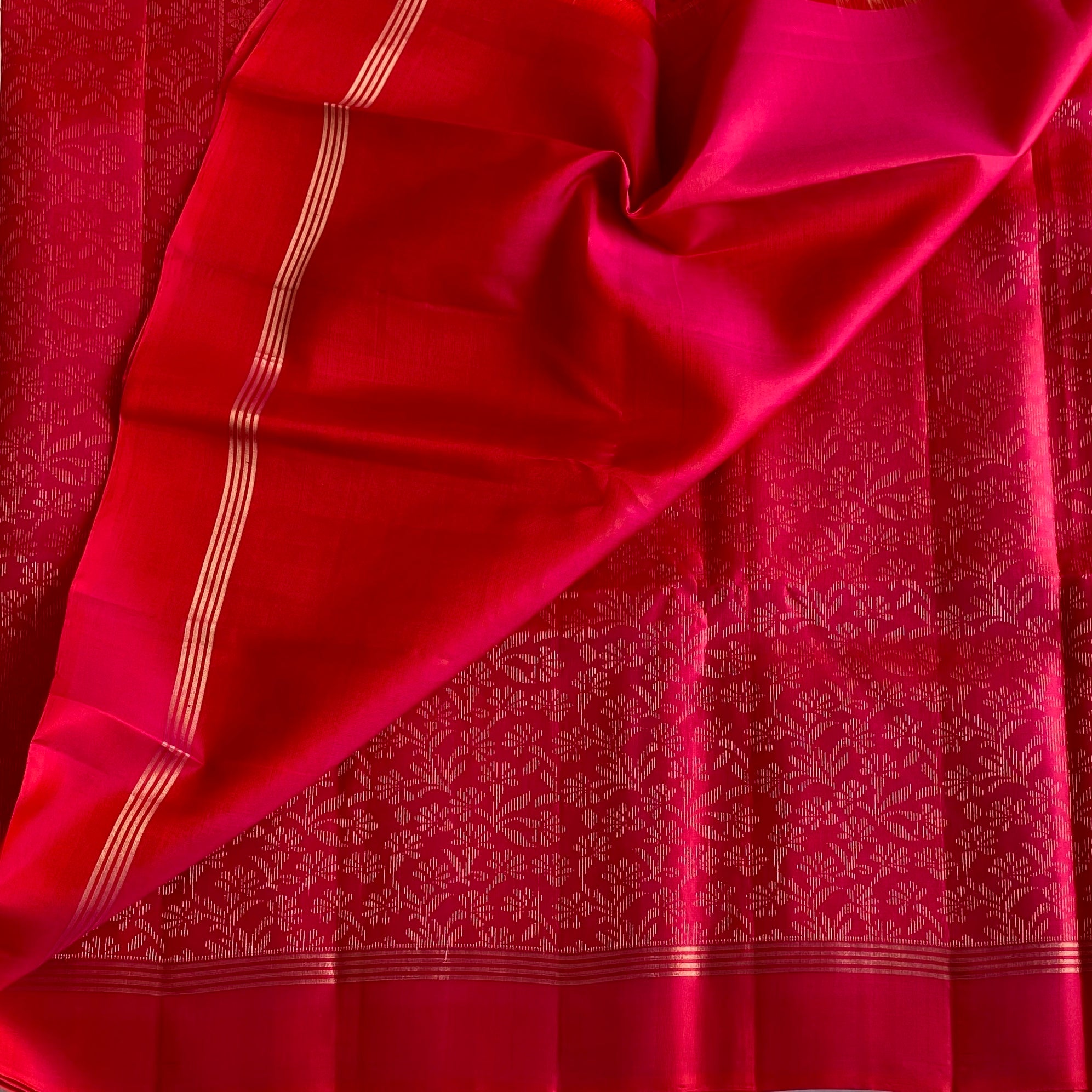 Rani Pink Designer Pure Silk Saree With Antique Gold Zari Pallu