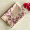 Champagne Gold Magenta Floral Saree Traditional Zari Border Elegant Drape