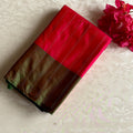 Fuchsia Pink Soft Mixed Silk Saree With Olive Green Pallu
