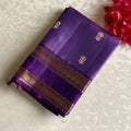 Metallic Lavender Designer Pure Silk With Cadbury Purple Pallu