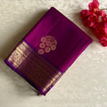 Magenta Designer Pure Silk Saree With Royal Purple Pallu And Zari Gold