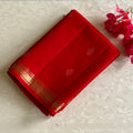 Ruby Red Designer Pure Silk Saree With Antique Gold Border