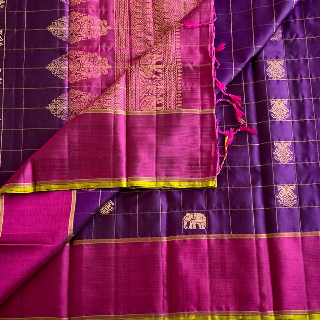 Majestic Purple With Rich Magenta Traditional Designer Pure Silk