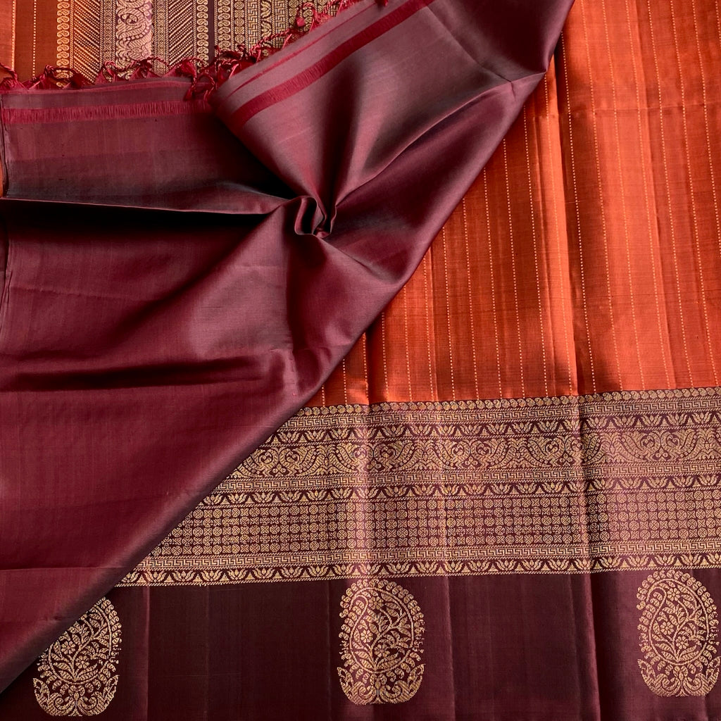 Crimson Red Designer Pure Silk Saree With Deep Plum Pallu