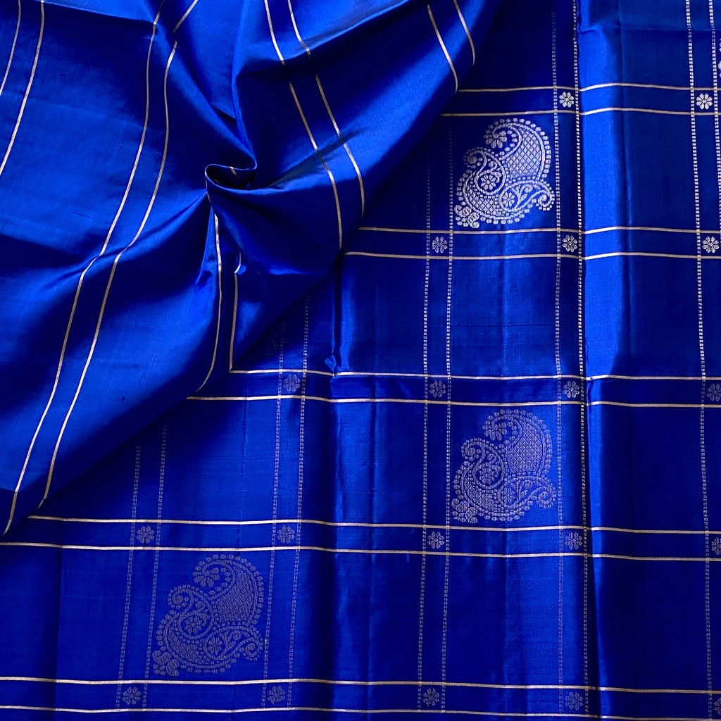Royal Blue Designer Pure Silk Saree With Metallic Gold Zari