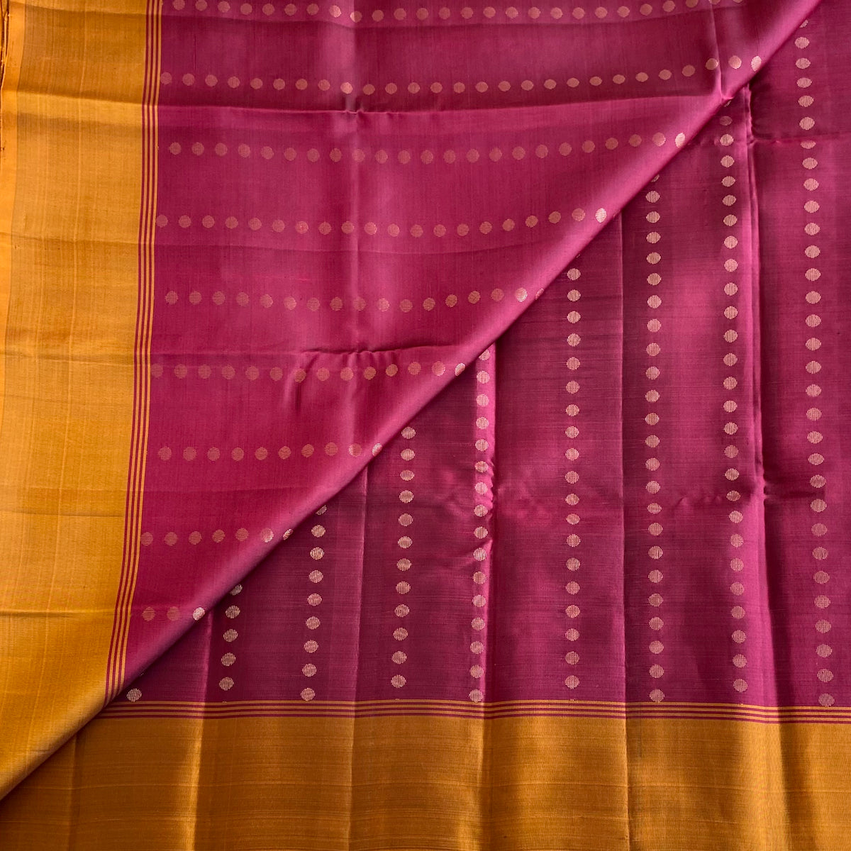 Deep Magenta Wine Designer Pure Silk Saree With Mustard Gold Pallu
