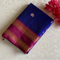 Royal Blue Designer Pure Silk With Luxurious Magenta Pallu