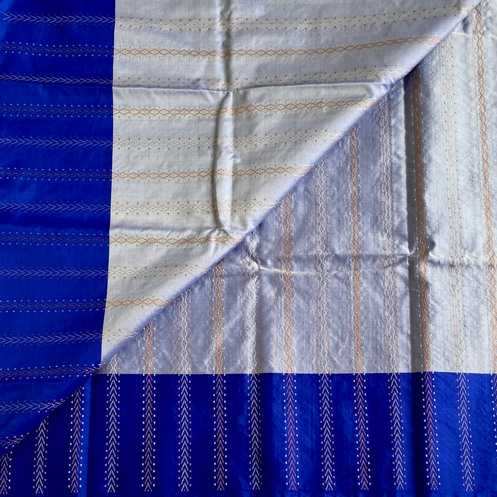 Steel Blue Soft Mixed Silk Saree With Royal Blue Pallu