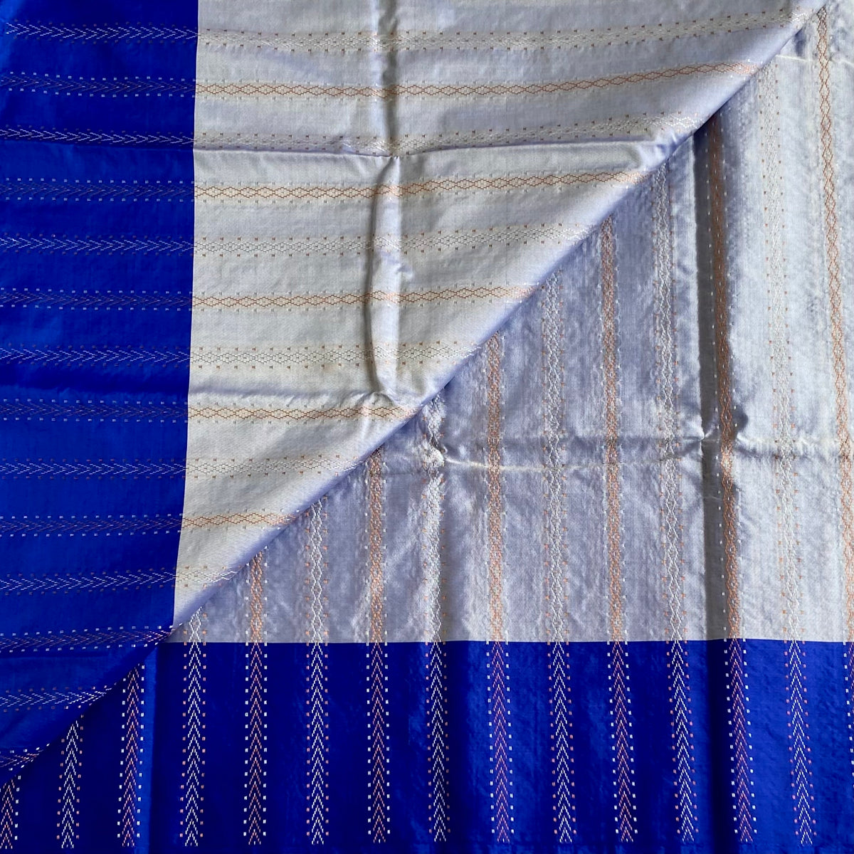 Steel Blue Soft Mixed Silk Saree With Royal Blue Pallu