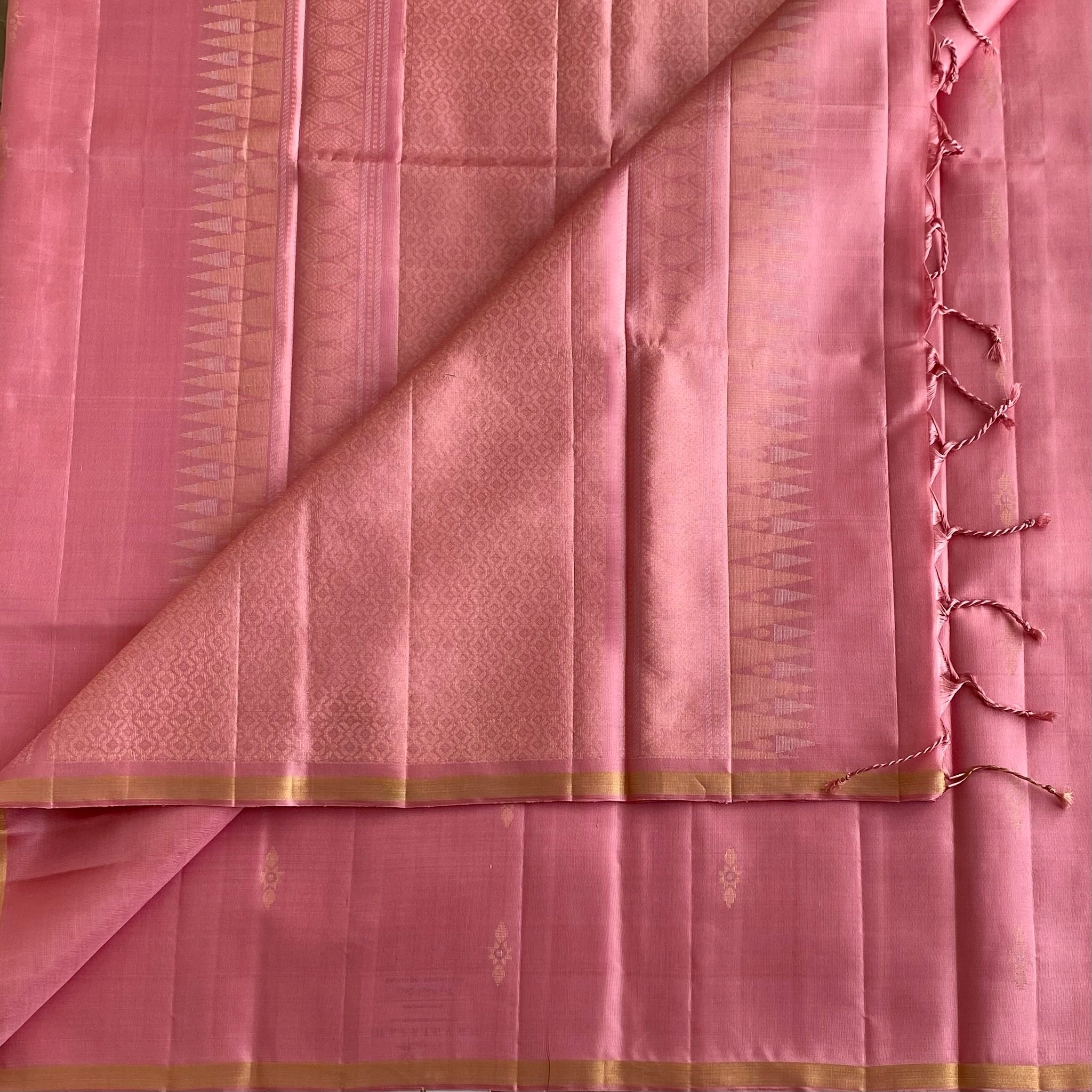 Dusty Rose Designer Pure Silk Saree With Gold Zari Pallu