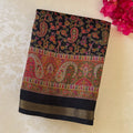 Black Paisley Zari Saree Multicolor Floral Motif Festive Traditional Ethnic
