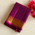 Magenta Silk Saree Gold Zari Checked Body Woven Border Pallu