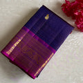 Indigo Bluish Purple Kanjeevaram Pure Zari Silk With Royal Magenta Pallu
