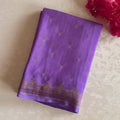Orchid Purple Saree Gold Brocade Pallu Scalloped Border Elegant Traditional