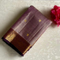 Dual shaded Metallic Lavender Kanjeevaram Pure Zari Silk Saree With Royal Purple Pallu
