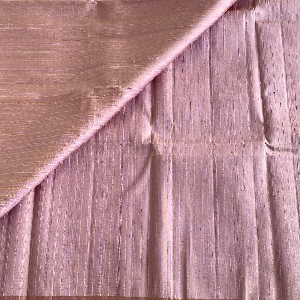 Dusty Lilac Designer Pure Raw Silk Saree With Metallic Rose Blouse