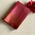 Metallic Rose Pink Designer Pure Silk With Blush Pink Pallu