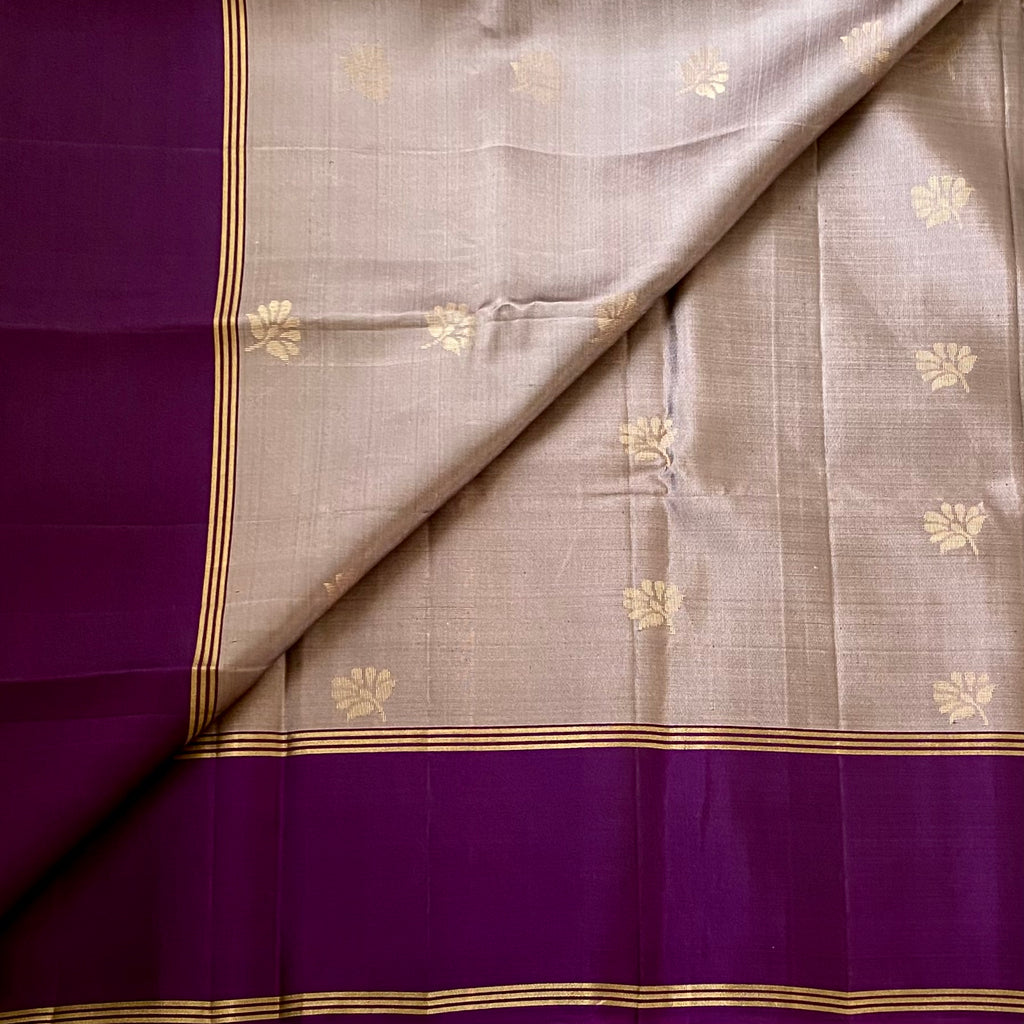 Magenta Silk Saree Gold Zari Floral Border Traditional Wedding Wear
